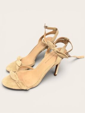 Who What Wear Beige Bow Ankle-Strap Heels
